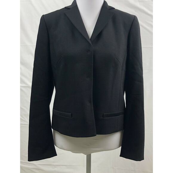 Ann Taylor Loft Blazer Women Petite 6P Black Wool 3-Snap Suit Coat Jacket Career - Picture 1 of 12